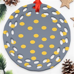 Limpet Polka Dot Yellow Grey Ornament (round Filigree) by Mariart