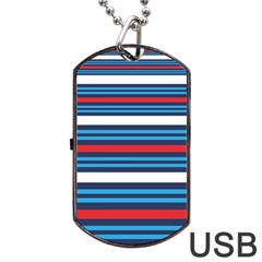 Martini Style Racing Tape Blue Red White Dog Tag Usb Flash (one Side) by Mariart