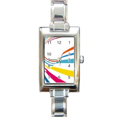 Line Rainbow Orange Blue Yellow Red Pink White Wave Waves Rectangle Italian Charm Watch by Mariart