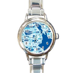 New Zealand Fish Detail Blue Sea Shark Round Italian Charm Watch by Mariart