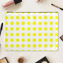 Polka Dot Yellow White Cosmetic Bag (xl) by Mariart