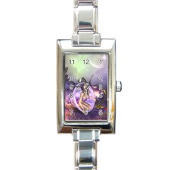 Wonderful Fairy In The Wonderland , Colorful Landscape Rectangle Italian Charm Watch by FantasyWorld7