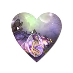 Wonderful Fairy In The Wonderland , Colorful Landscape Heart Magnet by FantasyWorld7