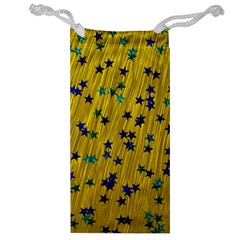 Abstract Gold Background With Blue Stars Jewelry Bag by Simbadda