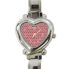 Brick Line Red White Heart Italian Charm Watch by Mariart