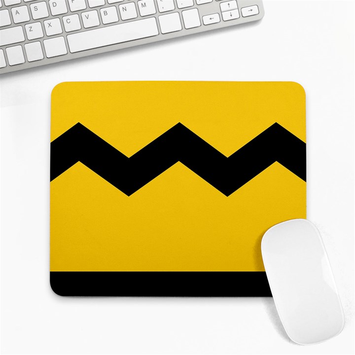 Chevron Wave Yellow Black Line Large Mousepads