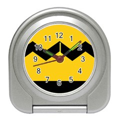 Chevron Wave Yellow Black Line Travel Alarm Clocks by Mariart