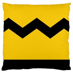 Chevron Wave Yellow Black Line Large Cushion Case (one Side) by Mariart