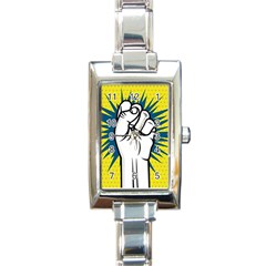 Hand Polka Dot Yellow Blue White Orange Sign Rectangle Italian Charm Watch by Mariart