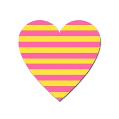 Horizontal Pink Yellow Line Heart Magnet by Mariart