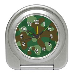 Initial Camouflage Como Green Brown Travel Alarm Clocks by Mariart