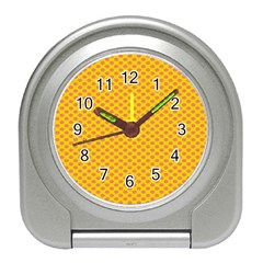 Polka Dot Orange Yellow Travel Alarm Clocks by Mariart