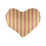 Pink Yellow Stripes Line Standard 16  Premium Flano Heart Shape Cushions Back