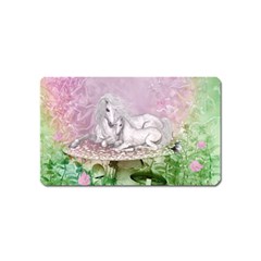 Wonderful Unicorn With Foal On A Mushroom Magnet (name Card) by FantasyWorld7