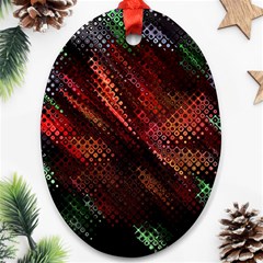 Abstract Green And Red Background Oval Ornament (two Sides) by Simbadda