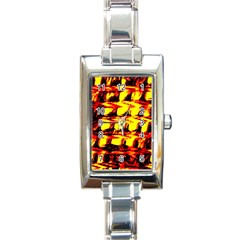 Yellow Seamless Abstract Brick Background Rectangle Italian Charm Watch by Nexatart