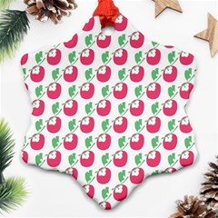 Fruit Pink Green Mangosteen Snowflake Ornament (two Sides) by Mariart