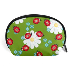 Insect Flower Floral Animals Star Green Red Sunflower Accessory Pouches (large)  by Mariart