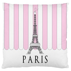 Pink Paris Eiffel Tower Stripes France Large Cushion Case (one Side) by Mariart