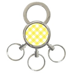 Plaid Chevron Yellow White Wave 3-ring Key Chains by Mariart