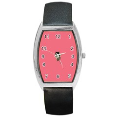 Minimalism Cat Pink Animals Barrel Style Metal Watch by Mariart