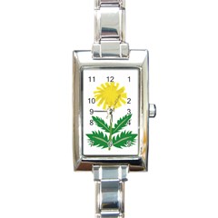 Sunflower Floral Flower Yellow Green Rectangle Italian Charm Watch by Mariart