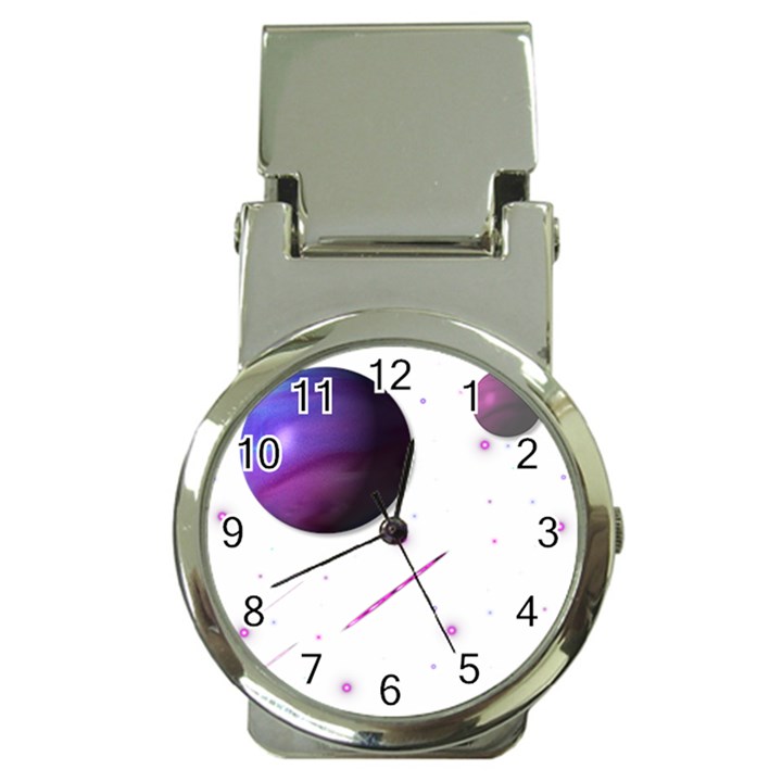 Space Transparent Purple Moon Star Money Clip Watches