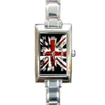 British Flag Rectangle Italian Charm Watch Front