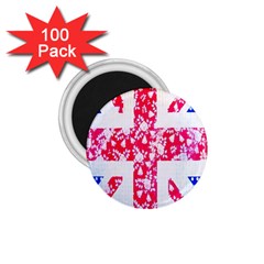 British Flag Abstract British Union Jack Flag In Abstract Design With Flowers 1 75  Magnets (100 Pack)  by Nexatart