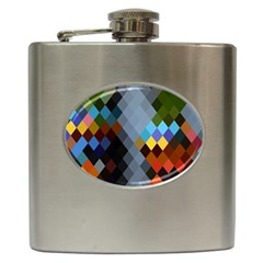 Diamond Abstract Background Background Of Diamonds In Colors Of Orange Yellow Green Blue And More Hip Flask (6 Oz) by Nexatart