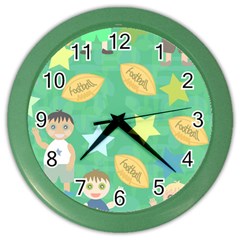 Football Kids Children Pattern Color Wall Clocks by Nexatart