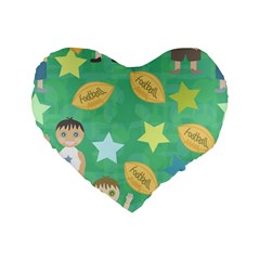 Football Kids Children Pattern Standard 16  Premium Flano Heart Shape Cushions by Nexatart