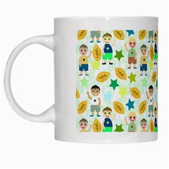 Football Kids Children Pattern White Mugs by Nexatart