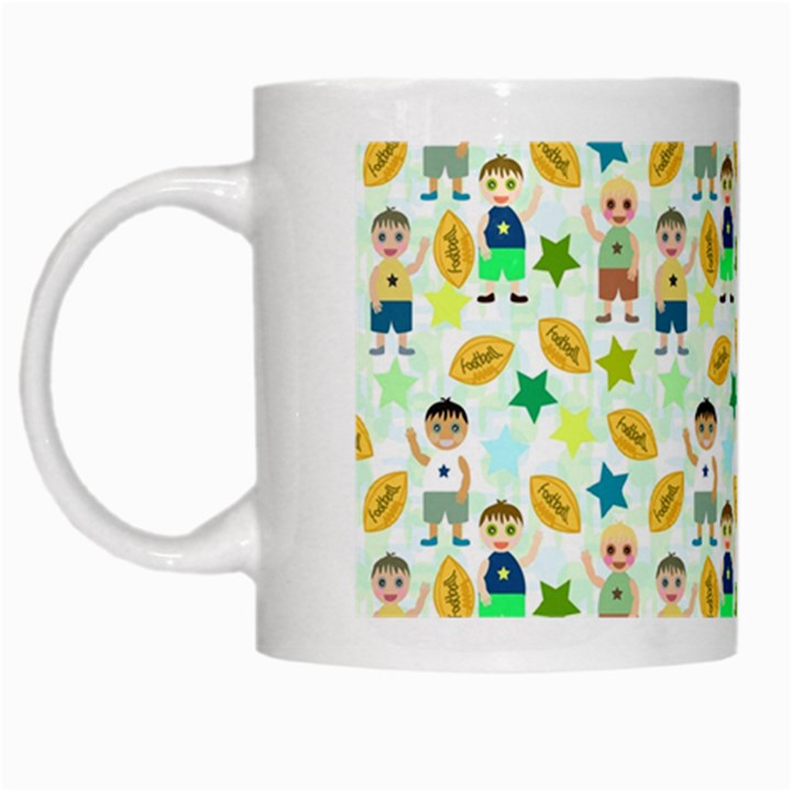 Football Kids Children Pattern White Mugs