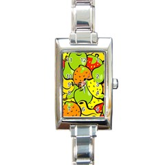 Digitally Created Funky Fruit Wallpaper Rectangle Italian Charm Watch by Nexatart