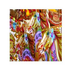 3 Carousel Ride Horses Small Satin Scarf (square) by Nexatart