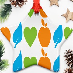 Fruit Apple Orange Green Blue Star Ornament (two Sides) by Mariart