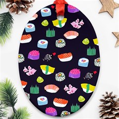 Japanese Food Sushi Fish Ornament (oval) by Mariart