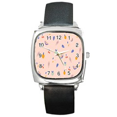 Papaya Apple Cherry Wine Fruit Pink Purple Square Metal Watch by Mariart