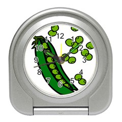 Peas Green Peanute Circle Travel Alarm Clocks by Mariart