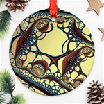 Labels Net Circle Brown Round Ornament (Two Sides) Back