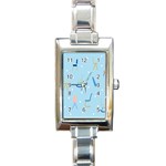 Seat Blue Polka Dot Rectangle Italian Charm Watch Front