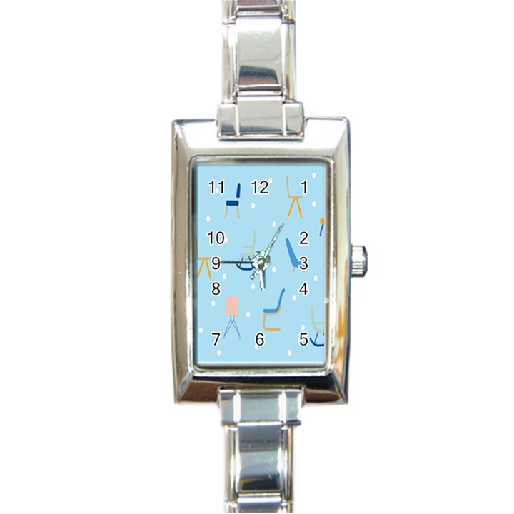 Seat Blue Polka Dot Rectangle Italian Charm Watch