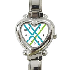 Symbol X Blue Green Sign Heart Italian Charm Watch by Mariart