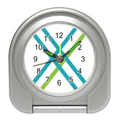 Symbol X Blue Green Sign Travel Alarm Clocks by Mariart