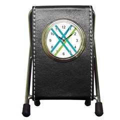 Symbol X Blue Green Sign Pen Holder Desk Clocks by Mariart