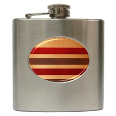 Vintage Striped Polka Dot Red Brown Hip Flask (6 Oz) by Mariart