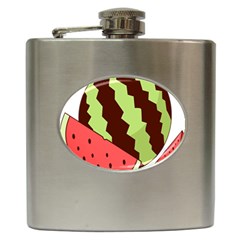 Watermelon Slice Red Green Fruite Circle Hip Flask (6 Oz) by Mariart