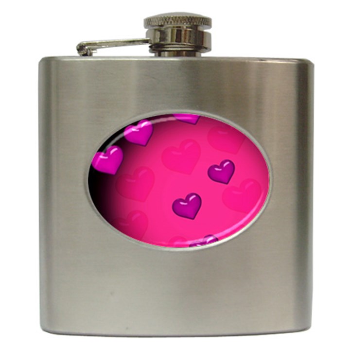 Pink Hearth Background Wallpaper Texture Hip Flask (6 oz)