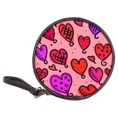 Valentine Wallpaper Whimsical Cartoon Pink Love Heart Wallpaper Design Classic 20-cd Wallets by Nexatart